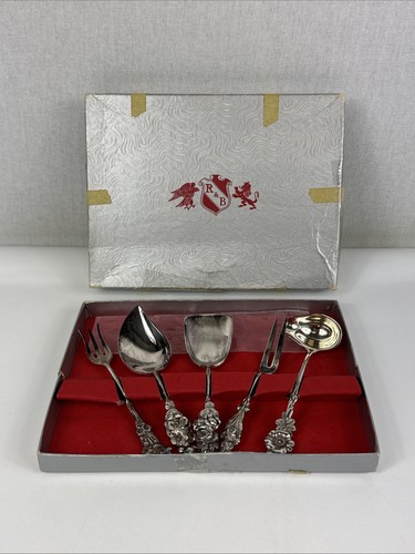 VTG Reed & Barton 5 Piece Harlequin Apple Blossom Silver Plate 5.5" Serving Set